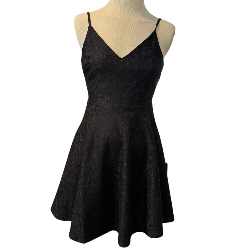 NWT LULUs Way With Words Black Lace Skater Dress Romantic Hoco Prom size XS Goth